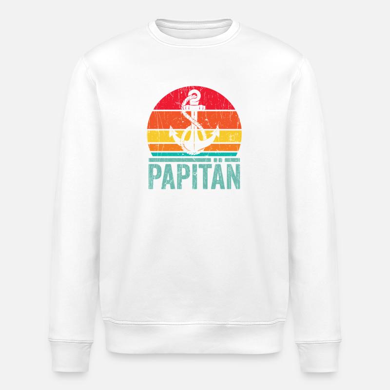 Nautischer Papitan Retro Design - Stanley/Stella Unisex Bio-Sweatshirt ROLLER - Weiß
