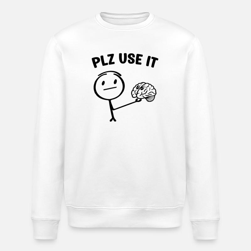 A funny stickman stickman with brain - Stanley/Stella ROLLER Unisex Organic Sweatshirt - white