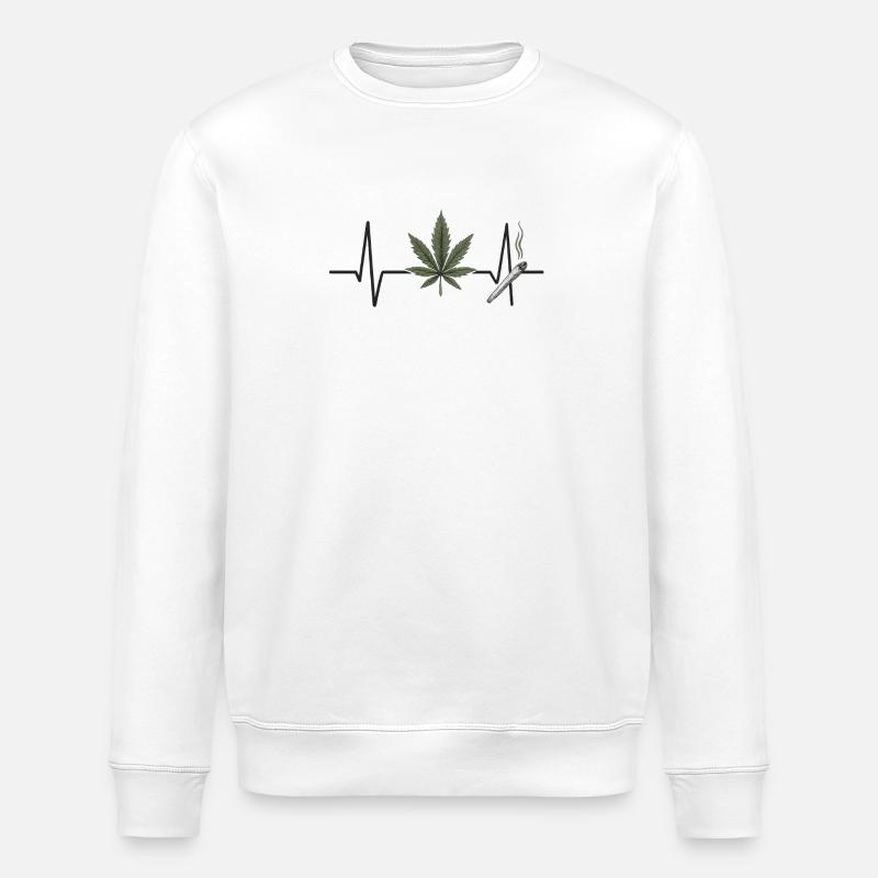 Marijuana und Herzschlag Design - Stanley/Stella Unisex Bio-Sweatshirt ROLLER - Weiß