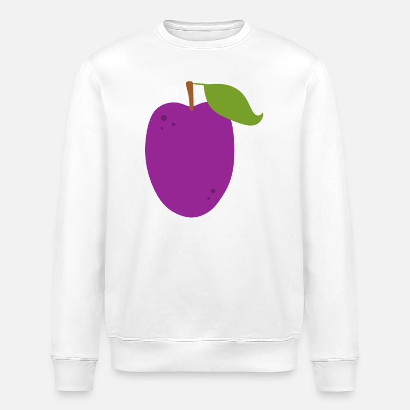 Lebendige Pflaumenfrucht Illustration - Stanley/Stella Unisex Bio-Sweatshirt ROLLER - Weiß