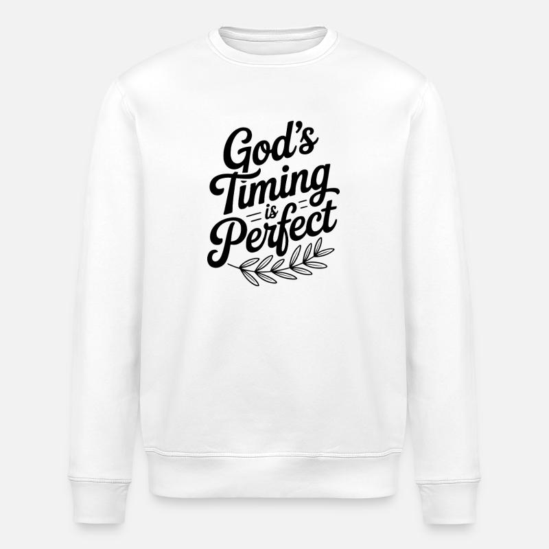 Gottes Timing ist perfekt - Stanley/Stella Unisex Bio-Sweatshirt ROLLER - Weiß