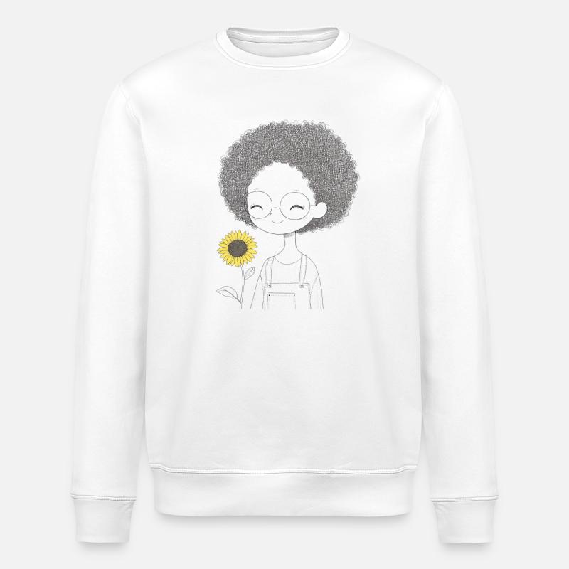 Fille joyeuse avec tournesol - Sweat bio ROLLER Stanley/Stella Unisexe - blanc
