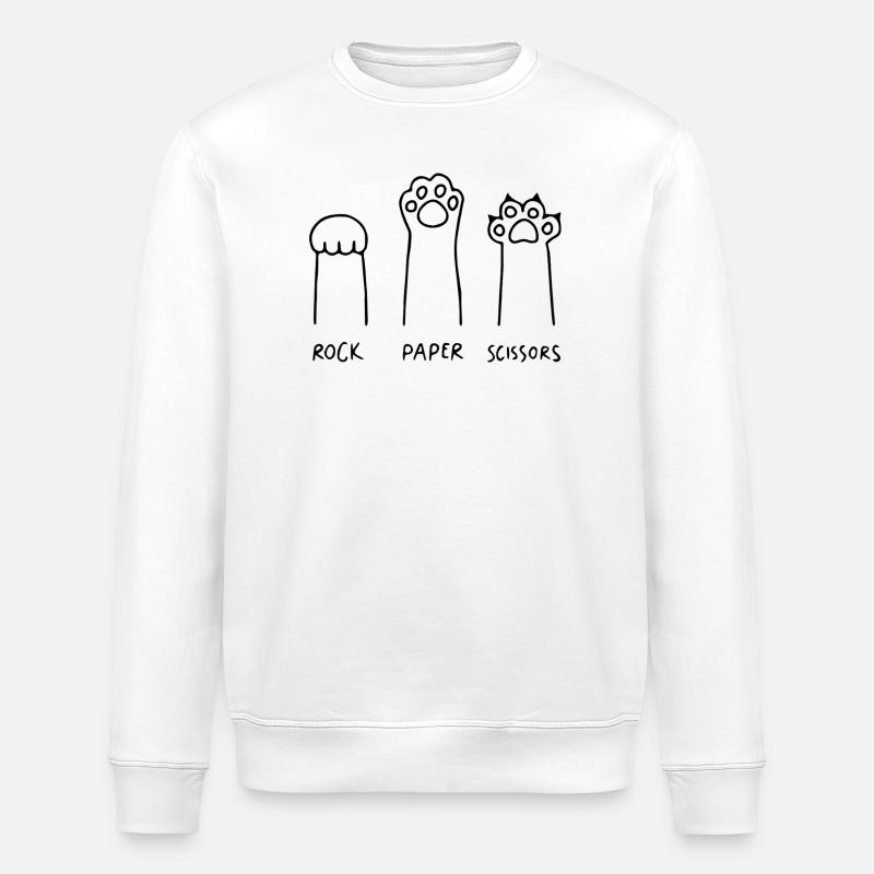 Katze Schere Stein Papier lustig - Stanley/Stella Unisex Bio-Sweatshirt ROLLER - Weiß