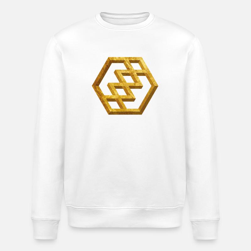 Goldenes Geometrisches Muster - Stanley/Stella Unisex Bio-Sweatshirt ROLLER - Weiß