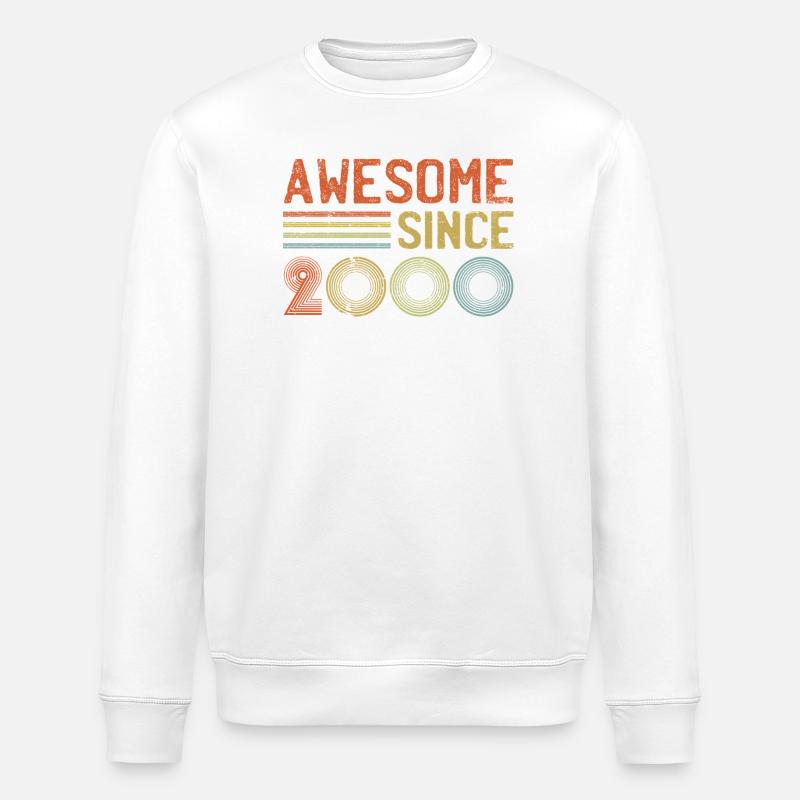 Retro 2000s Vibrant Celebration Design - Stanley/Stella ROLLER Unisex Organic Sweatshirt - white