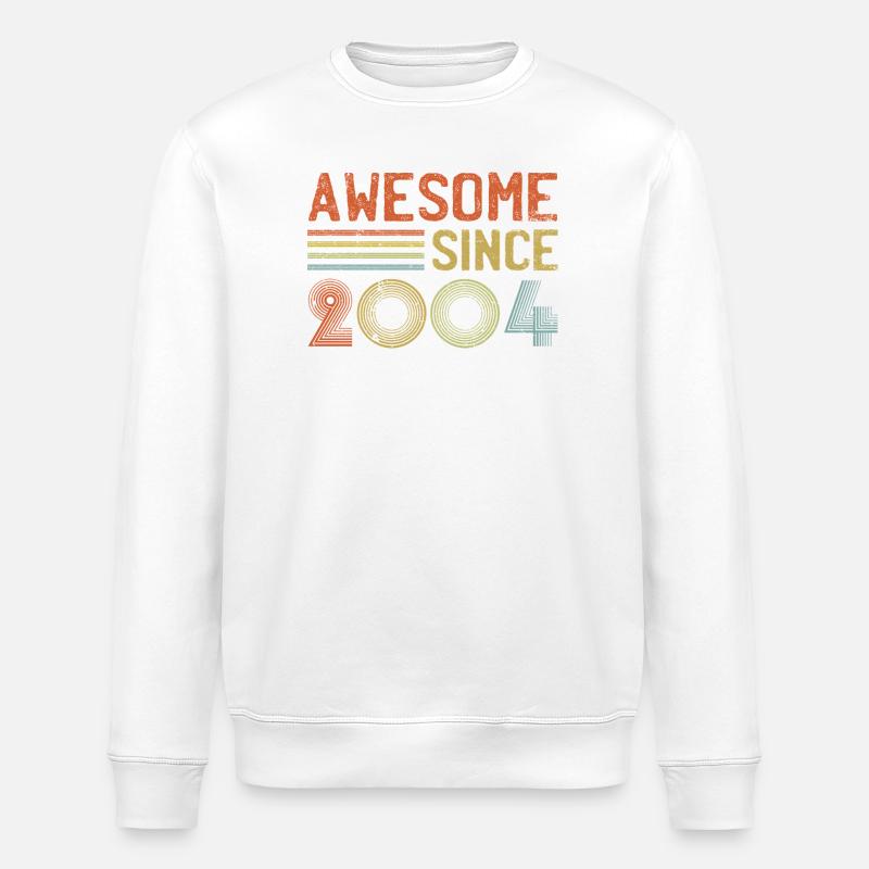 Retro 2000s Inspired Celebratory Design - Stanley/Stella ROLLER Unisex Organic Sweatshirt - white