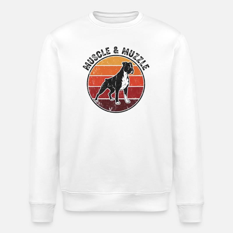 Muscle & Muzzle – Boxer Hund Motiv - Stanley/Stella Unisex Bio-Sweatshirt ROLLER - Weiß