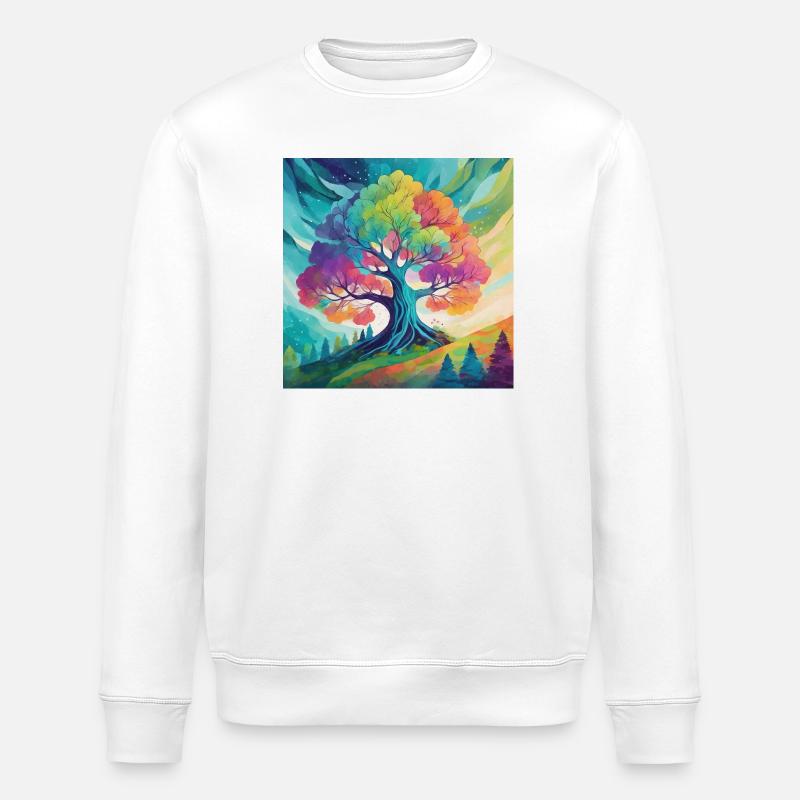 Arbre arc-en-ciel de la créativité - Sweat bio ROLLER Stanley/Stella Unisexe - blanc
