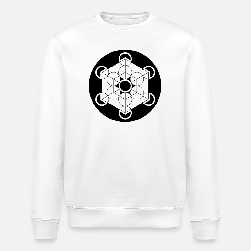 Metatron's Cube Crop Circle - Stanley/Stella ROLLER Unisex Organic Sweatshirt - white