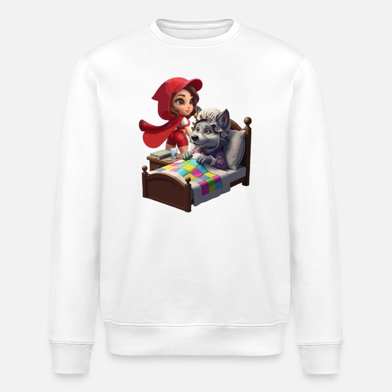 Rotkäppchen bei Oma Wolf - Stanley/Stella Unisex Bio-Sweatshirt ROLLER - Weiß