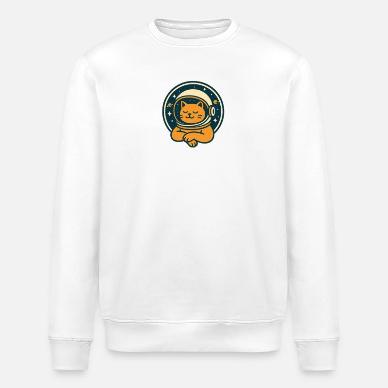 Weltraumkatze mit Astronautenhelm - Stanley/Stella Unisex Bio-Sweatshirt ROLLER - Weiß