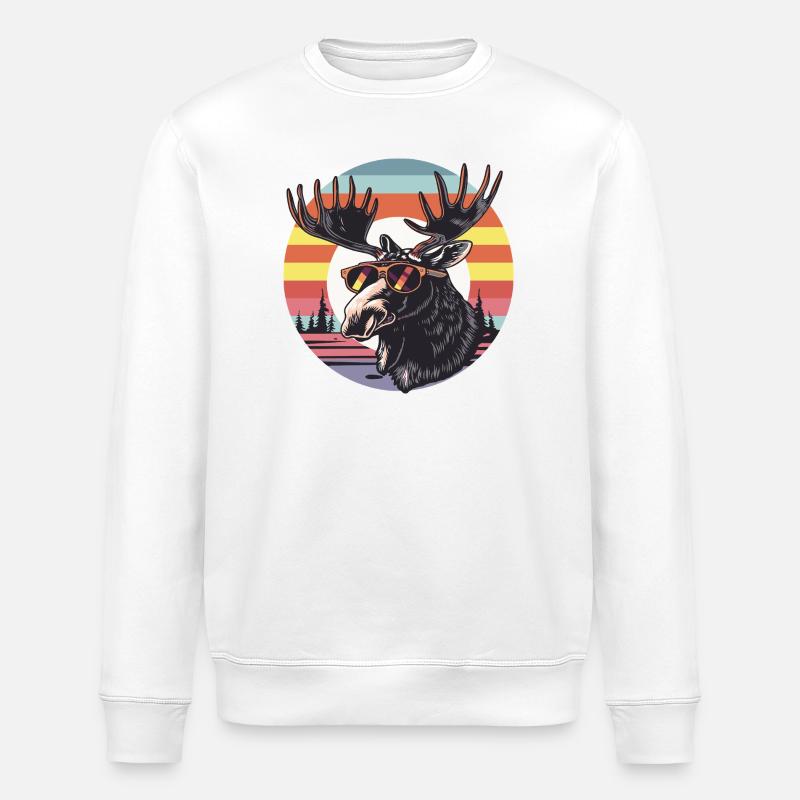 Élan rétro avec lunettes de soleil - Sweat bio ROLLER Stanley/Stella Unisexe - blanc