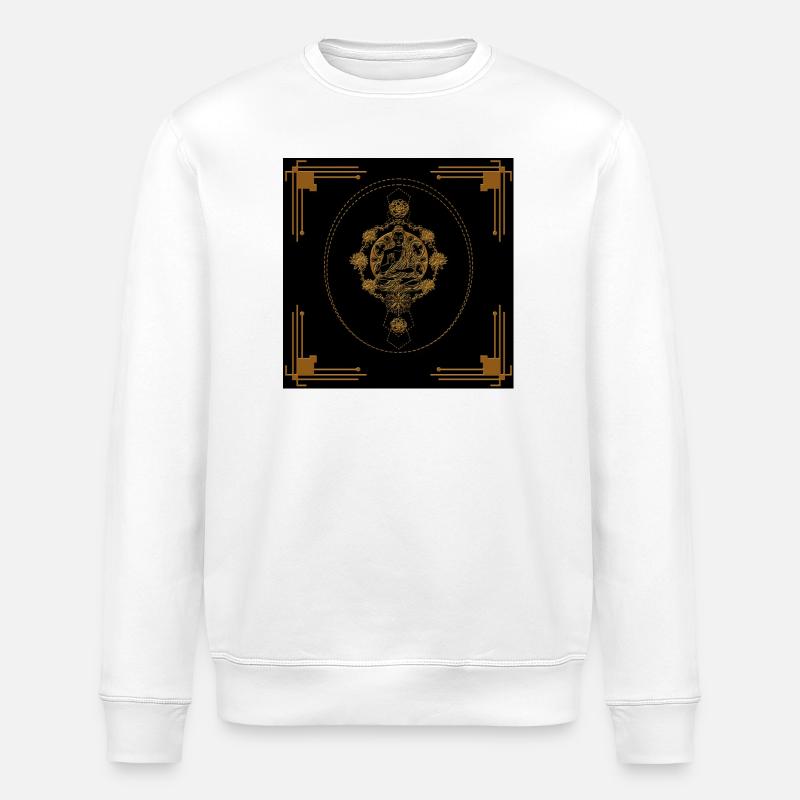 Buddha-Design im goldenen Art-Deco-Stil - Stanley/Stella Unisex Bio-Sweatshirt ROLLER - Weiß