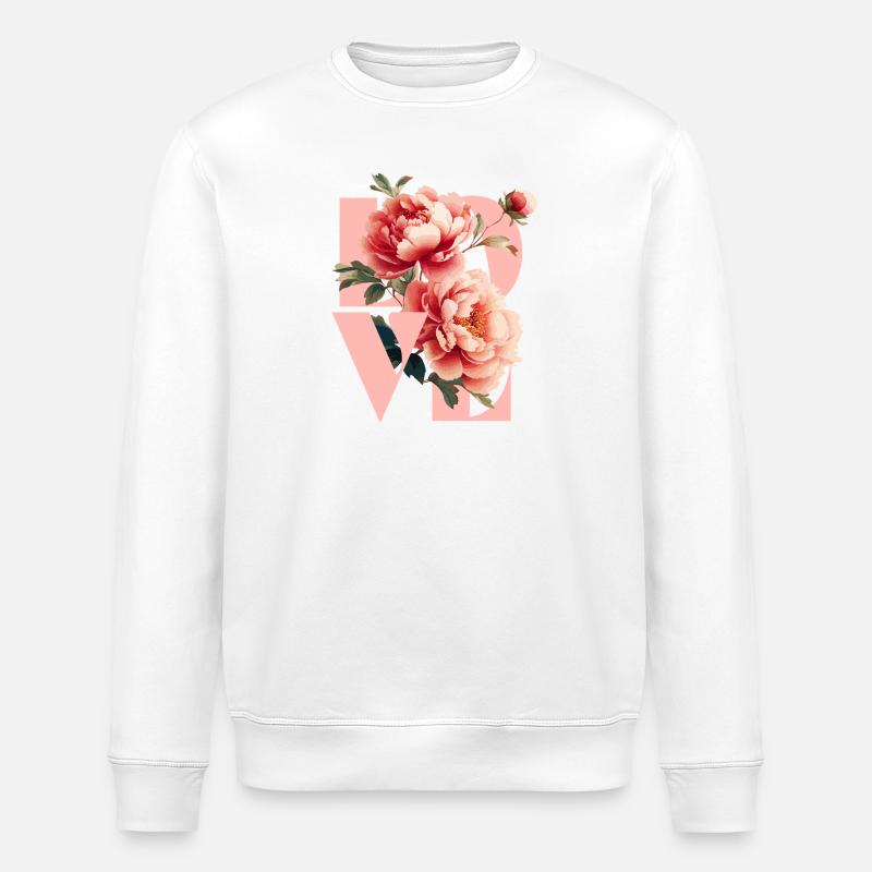 Design élégant de pivoine florale - Sweat bio ROLLER Stanley/Stella Unisexe - blanc