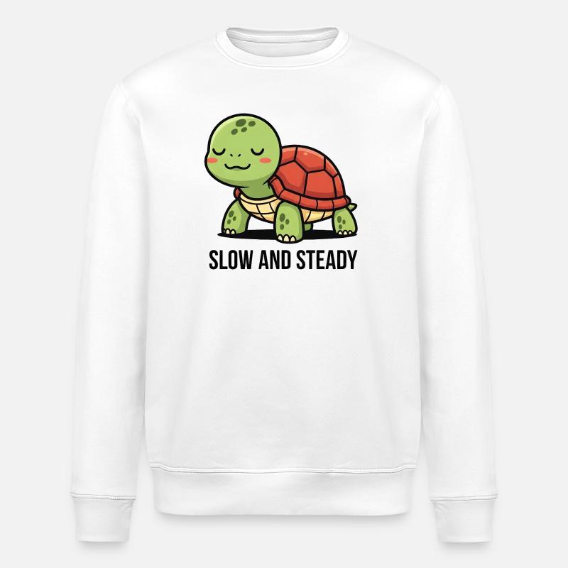 Turtle Slow and Steady Design - Stanley/Stella ROLLER Unisex Organic Sweatshirt - white