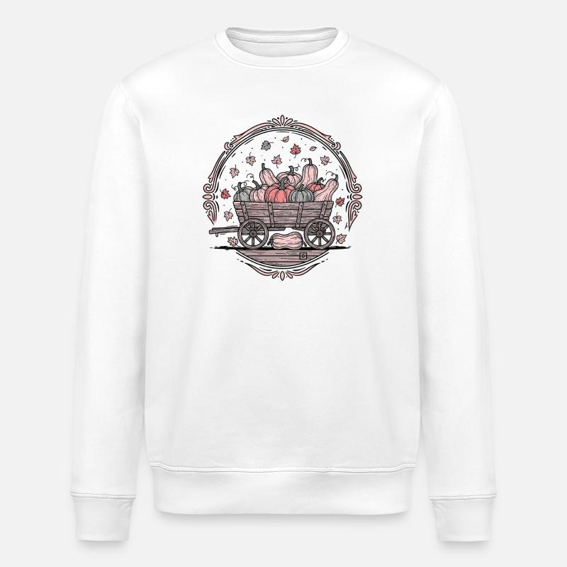 Herbsternte Kürbiswagen - Stanley/Stella Unisex Bio-Sweatshirt ROLLER - Weiß