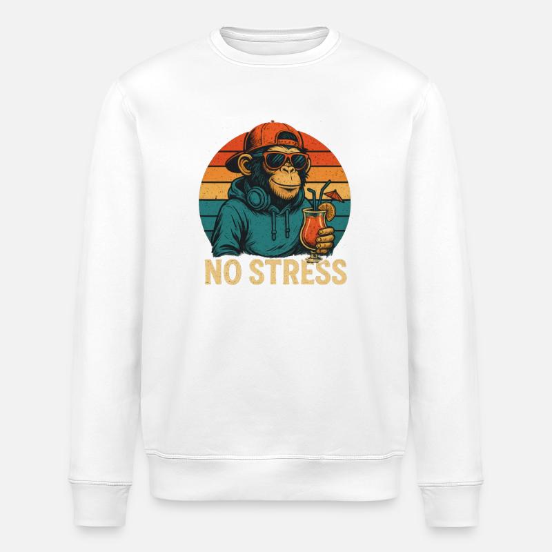 No Stress - Affe - Stanley/Stella Unisex Bio-Sweatshirt ROLLER - Weiß