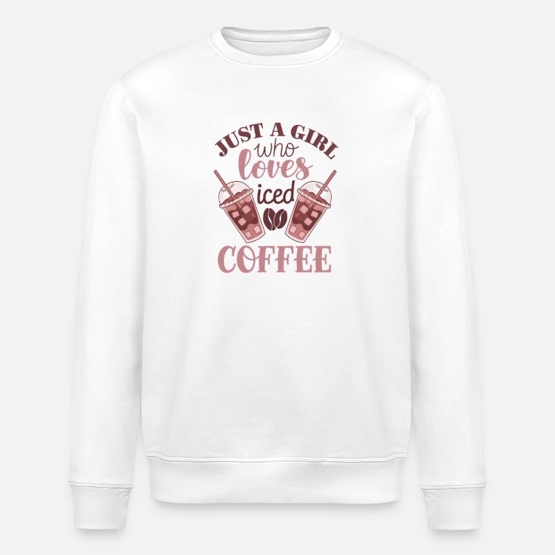 Mädchen, das Eiskaffee liebt - Stanley/Stella Unisex Bio-Sweatshirt ROLLER - Weiß