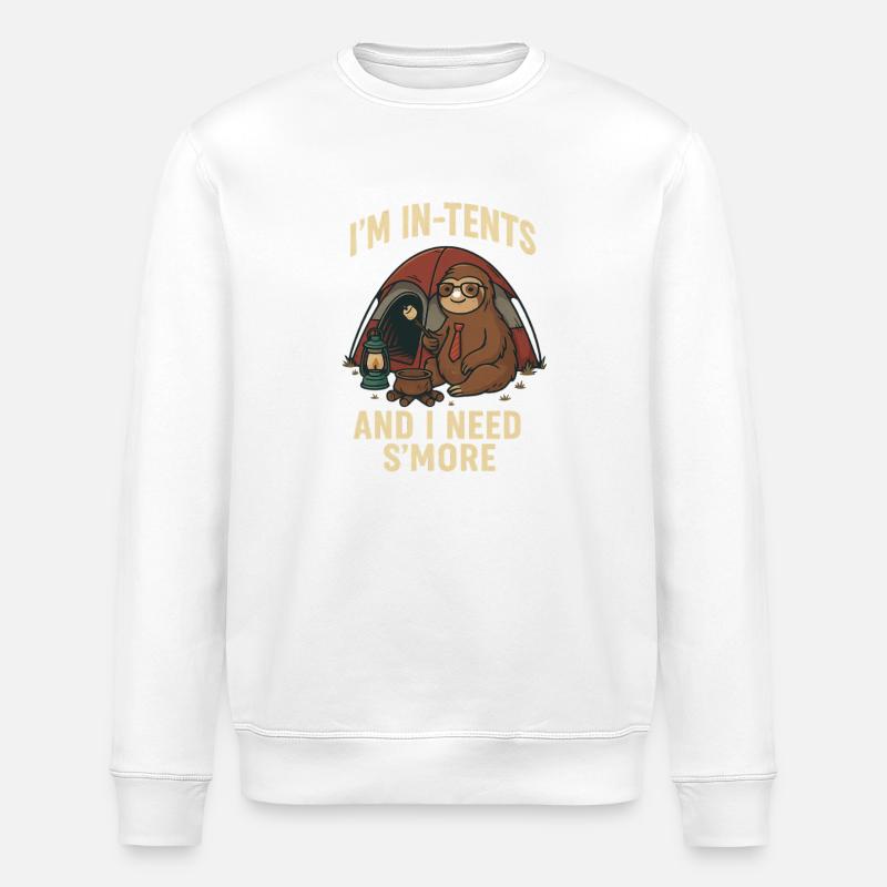 Sloth Camping - Stanley/Stella ROLLER Unisex Organic Sweatshirt - white