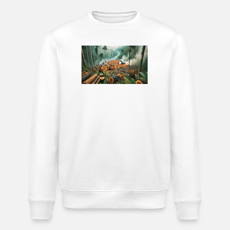 Stop Extinction: Forest Protection Design - Stanley/Stella ROLLER Unisex Organic Sweatshirt - white