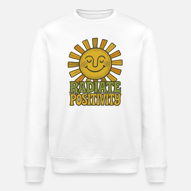 Strahlen Sie Positivität Sonne Illustration - Stanley/Stella Unisex Bio-Sweatshirt ROLLER - Weiß