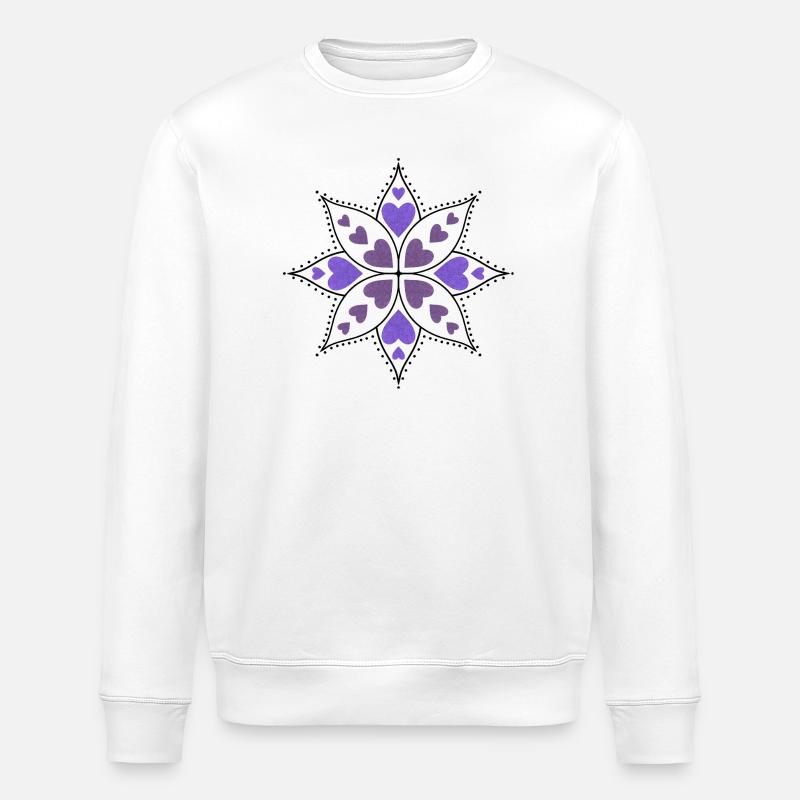 Mandala mit lila Herzen - Stanley/Stella Unisex Bio-Sweatshirt ROLLER - Weiß