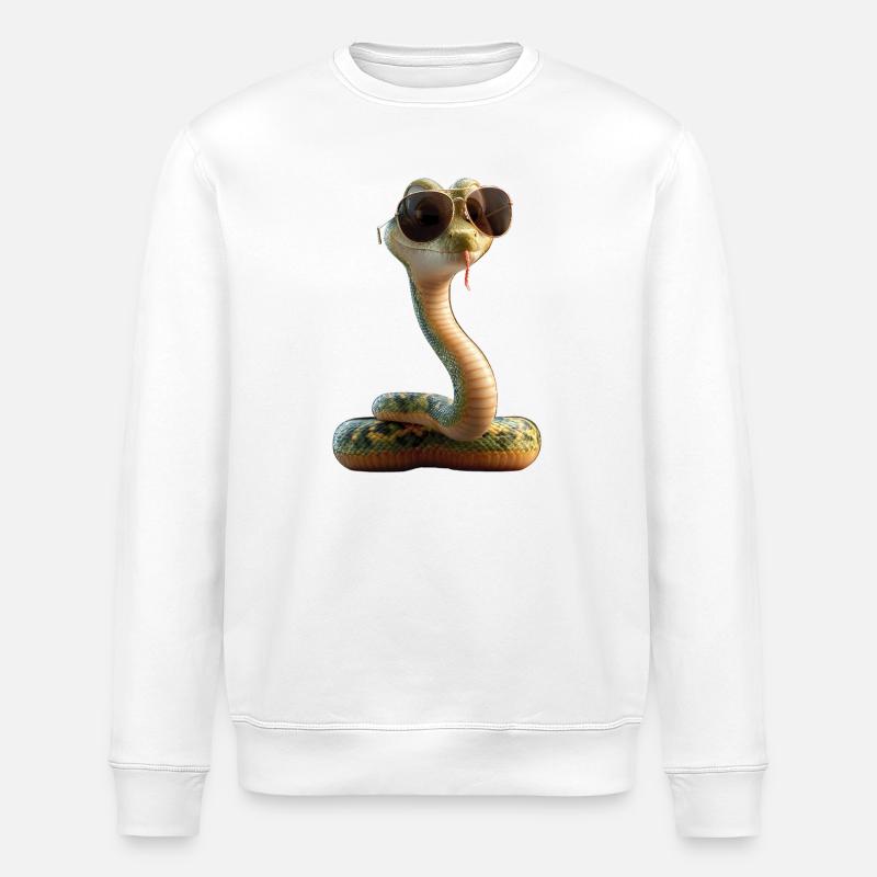 Schlange Python Kobra Klapperschlange Schlangen - Stanley/Stella Unisex Bio-Sweatshirt ROLLER - Weiß