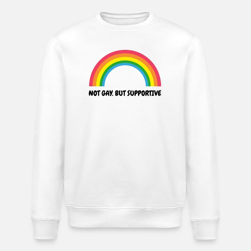 Pas gay mais solidaire – Retro Rainbow - Sweat bio ROLLER Stanley/Stella Unisexe - blanc