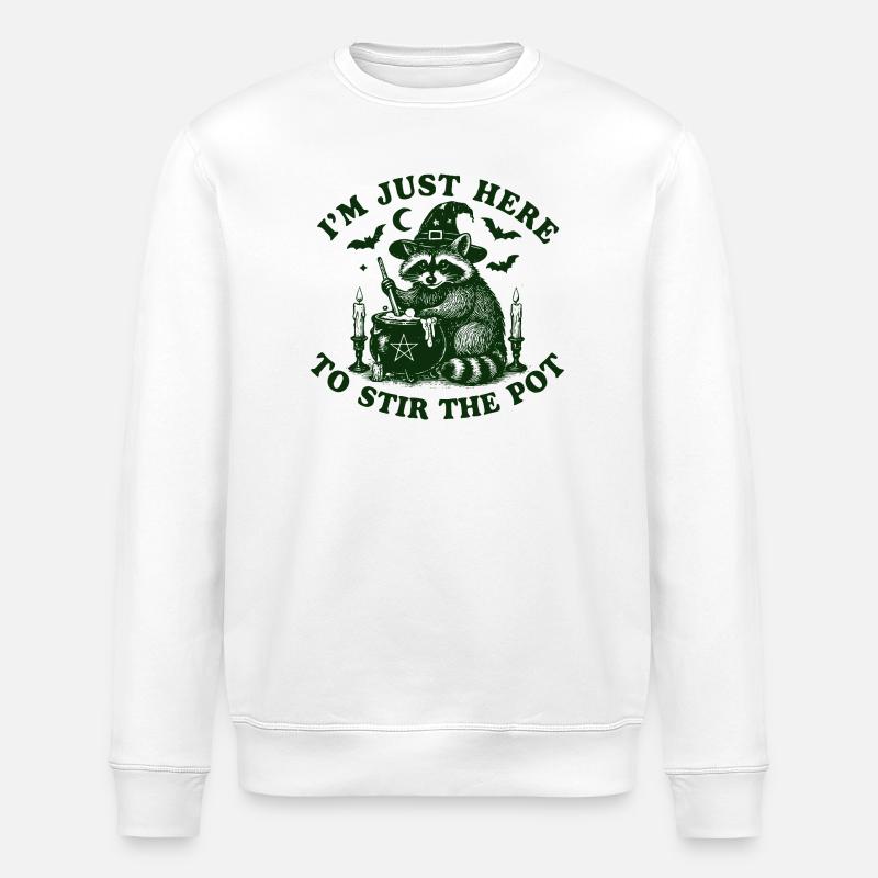 Halloween Waschbär Hexen halloween - Stanley/Stella Unisex Bio-Sweatshirt ROLLER - Weiß