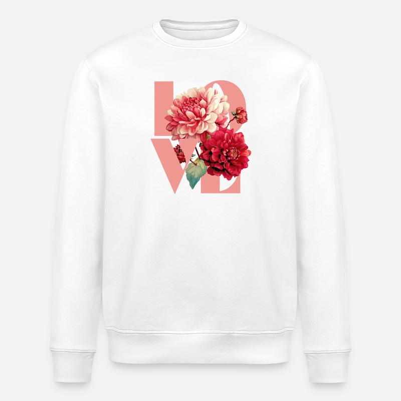 Design élégant de pivoine florale - Sweat bio ROLLER Stanley/Stella Unisexe - blanc