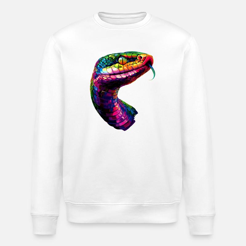 Schlange Python Kobra Klapperschlange Schlangen - Stanley/Stella Unisex Bio-Sweatshirt ROLLER - Weiß