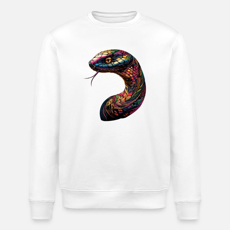 Schlange Python Kobra Klapperschlange Schlangen - Stanley/Stella Unisex Bio-Sweatshirt ROLLER - Weiß