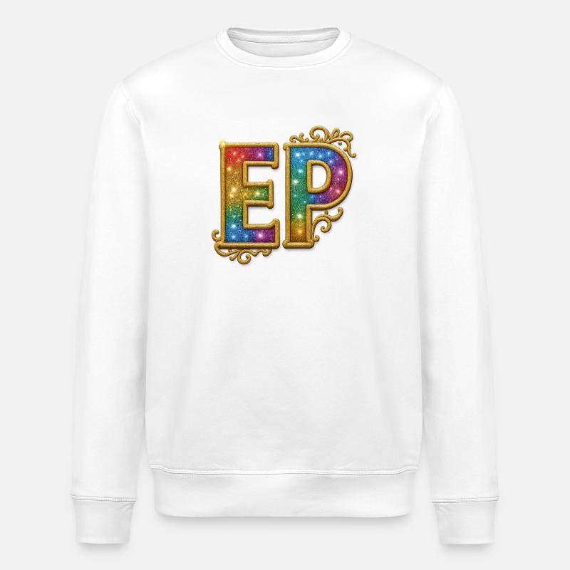 EP Gold | Glitzerbuchstaben mit Goldumrandung - Stanley/Stella Unisex Bio-Sweatshirt ROLLER - Weiß