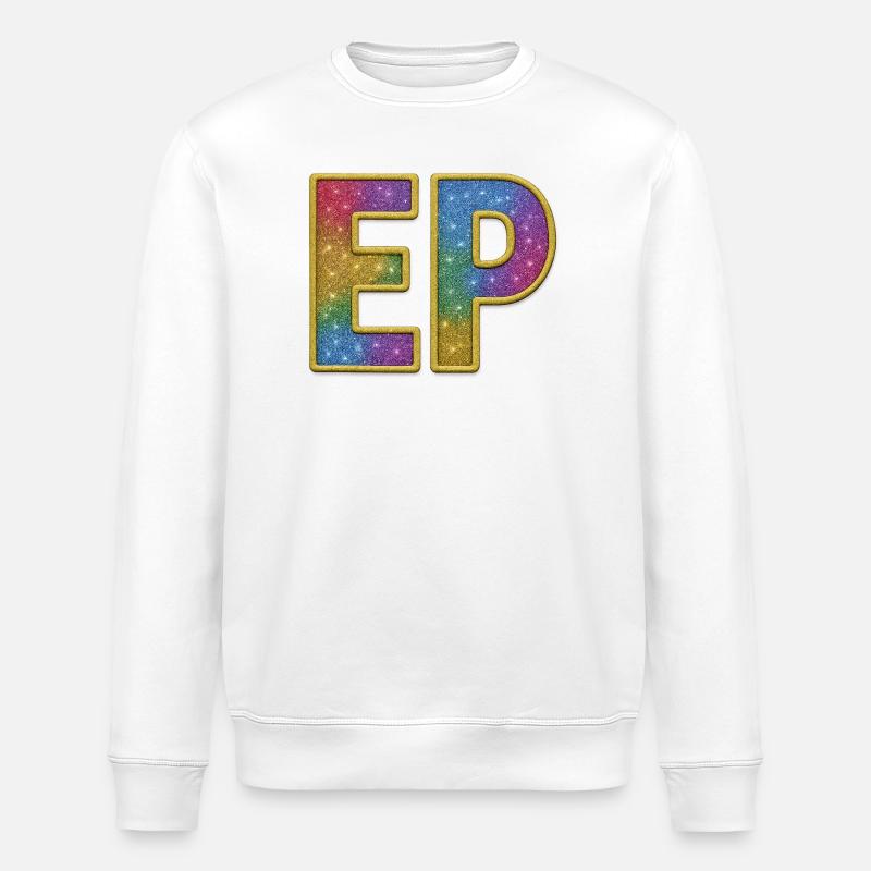 EP | Galaktischer Glitter-Initialschriftzug - Stanley/Stella Unisex Bio-Sweatshirt ROLLER - Weiß