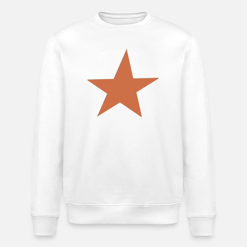 Orangenes Sternen-Design  - Stanley/Stella Unisex Bio-Sweatshirt ROLLER - Weiß