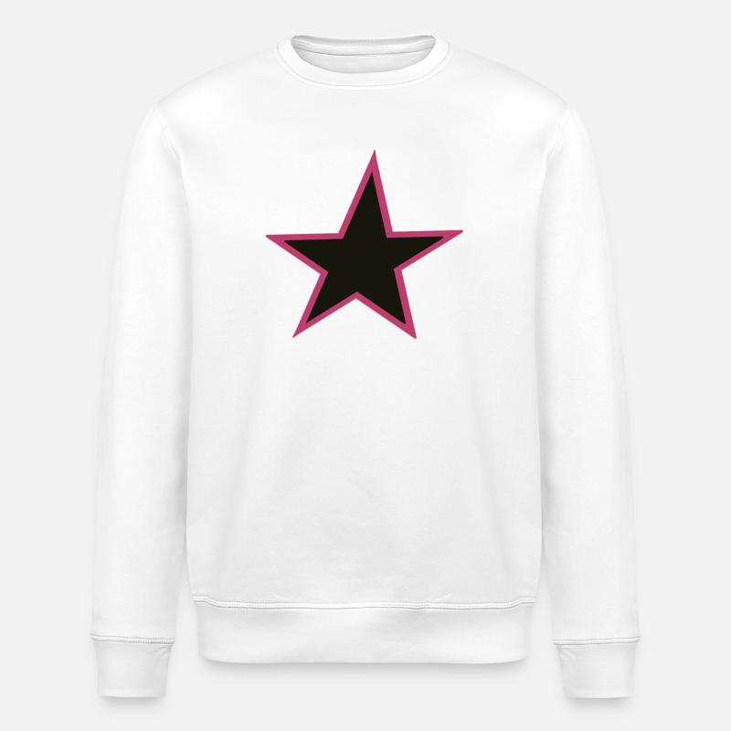Pink Umrandung Star Design - Stanley/Stella Unisex Bio-Sweatshirt ROLLER - Weiß