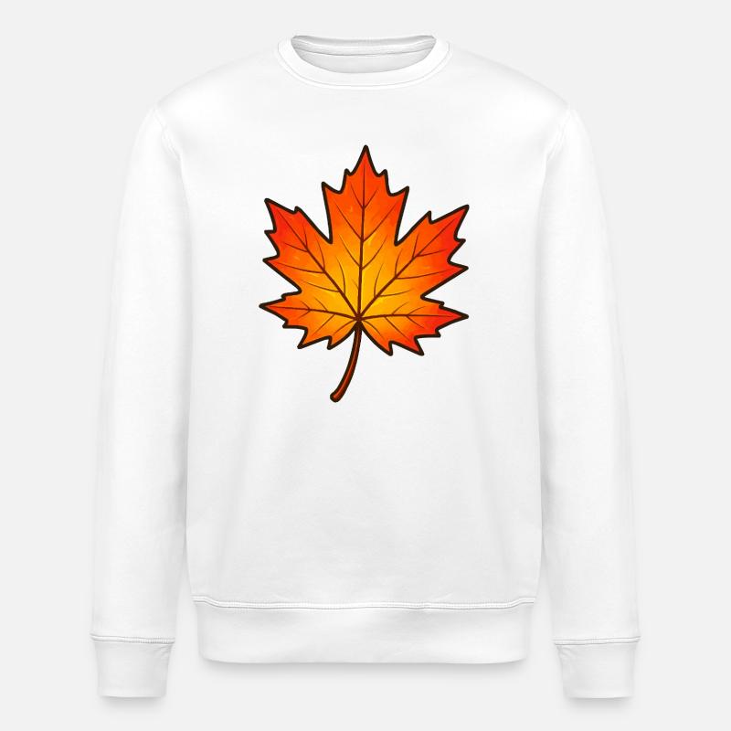 Herbstlicher Ahornblatt-Print - Stanley/Stella Unisex Bio-Sweatshirt ROLLER - Weiß