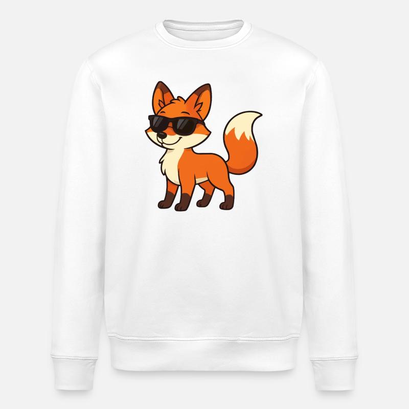 Funny fox with sunglasses - Stanley/Stella ROLLER Unisex Organic Sweatshirt - white