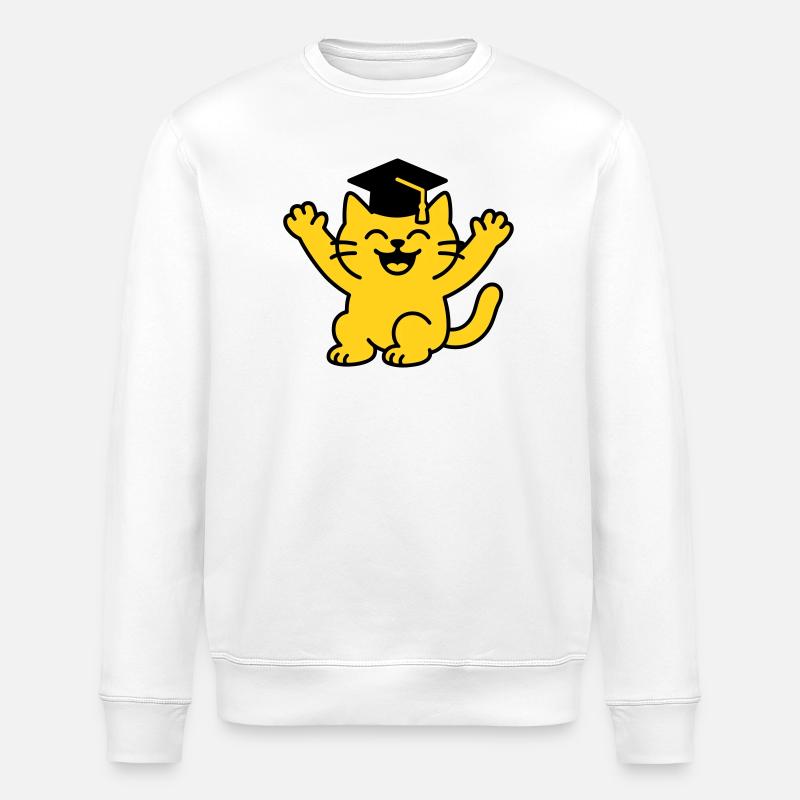 Bachelor Cat / Katzendiplom - Stanley/Stella Unisex Bio-Sweatshirt ROLLER - Weiß