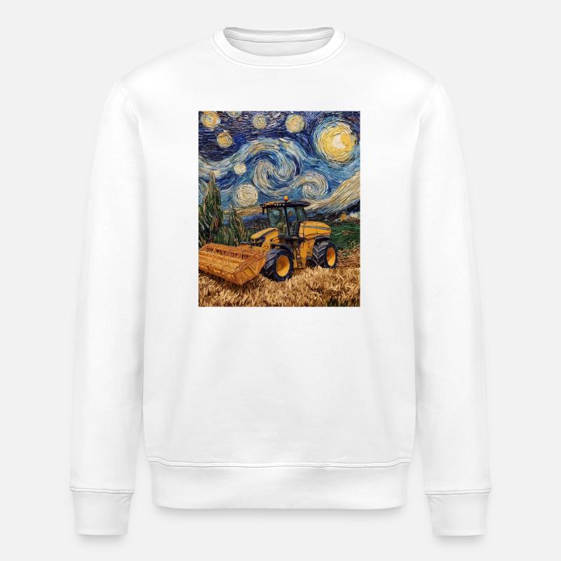 moissonneuse-batteuse fermier style van gogh étoilé - Sweat bio ROLLER Stanley/Stella Unisexe - blanc
