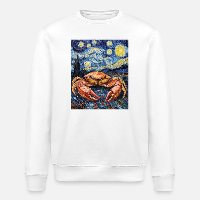 Crabe style Van Gogh étoilé - Sweat bio ROLLER Stanley/Stella Unisexe - blanc
