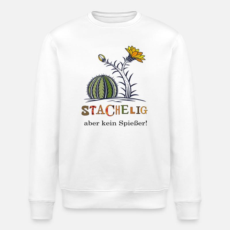 Kaktus mit  Blüte - Stanley/Stella Unisex Bio-Sweatshirt ROLLER - Weiß