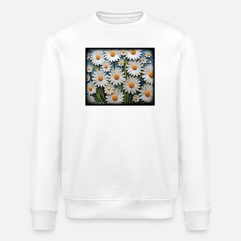 Blumenmuster Gänseblümchen Garten Hobby Design - Stanley/Stella Unisex Bio-Sweatshirt ROLLER - Weiß