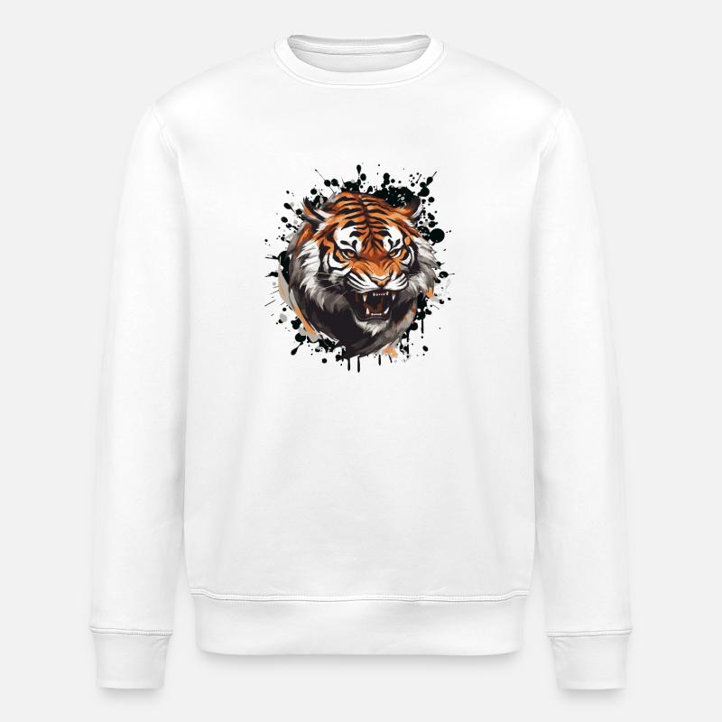 Tiger Tier - Stanley/Stella Unisex Bio-Sweatshirt ROLLER - Weiß