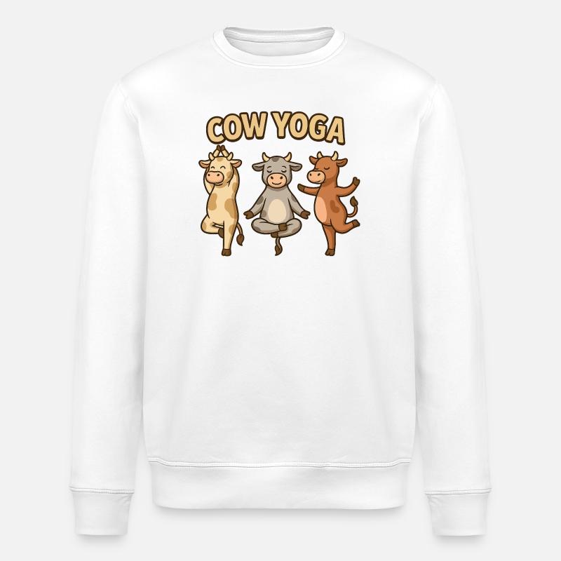 Kuh Yoga Illustration - Stanley/Stella Unisex Bio-Sweatshirt ROLLER - Weiß