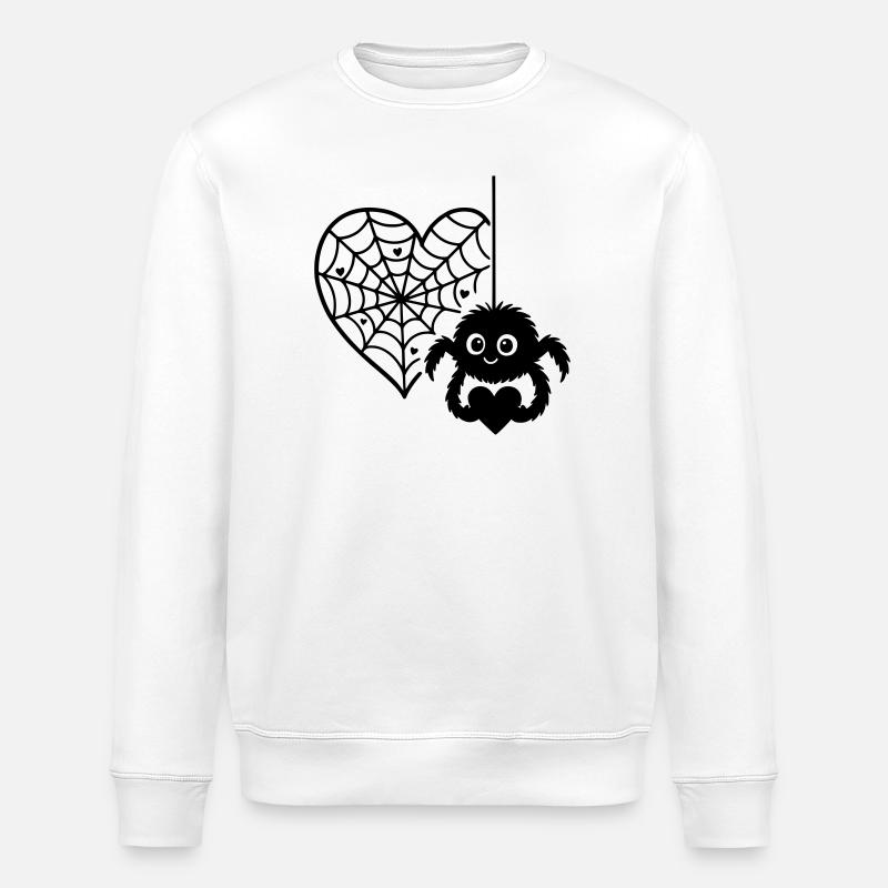 Flauschige_Spinne_und_Herzspinnennetz avec cœur - Sweat bio ROLLER Stanley/Stella Unisexe - blanc