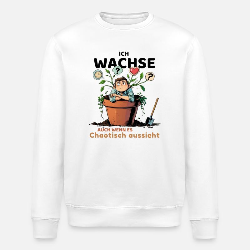 Thoughtful plant with thought bubbles - Stanley/Stella ROLLER Unisex Organic Sweatshirt - white