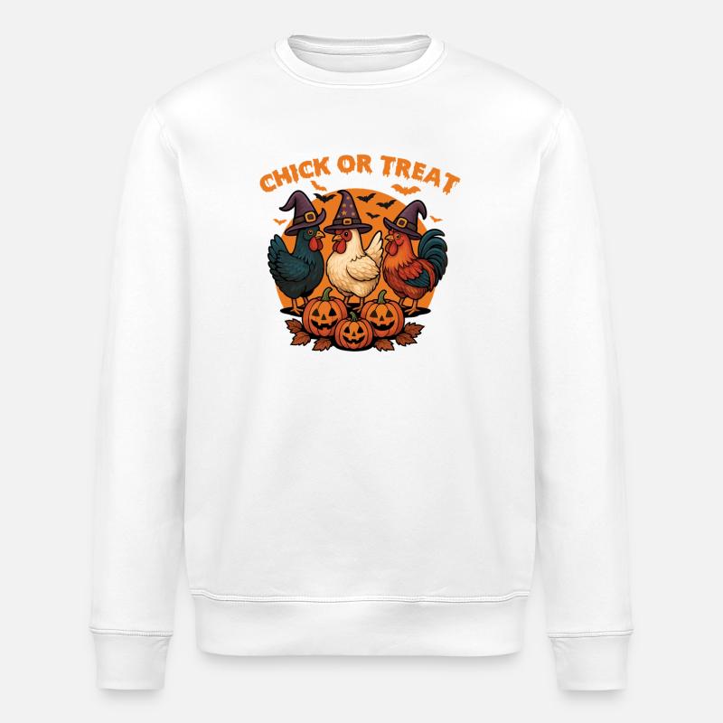 Küken oder Leckerli Gruseliges Halloween-Huhn - Stanley/Stella Unisex Bio-Sweatshirt ROLLER - Weiß
