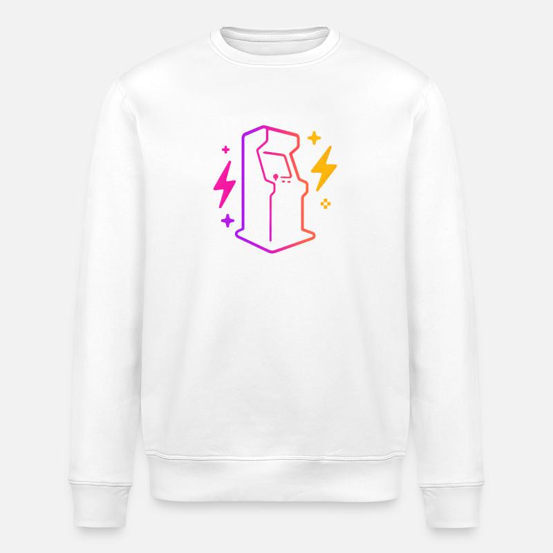 Retro Neon Arcade Spielübersicht - Stanley/Stella Unisex Bio-Sweatshirt ROLLER - Weiß