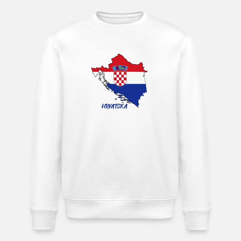 Croatia flag design on map - Stanley/Stella ROLLER Unisex Organic Sweatshirt - white